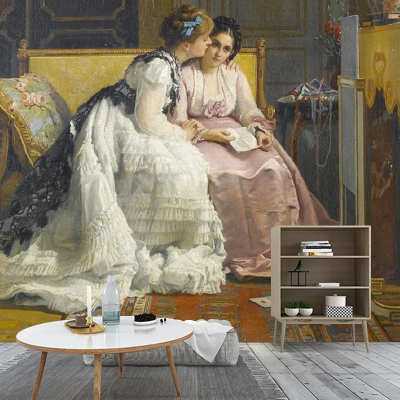 Klassisches elegantes Damen-Wandbild für die Kamindekoration, Wandkunst individueller Größe Braun Clearhalo
