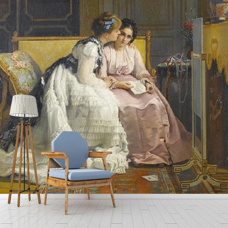Klassisches elegantes Damen-Wandbild für die Kamindekoration, Wandkunst individueller Größe Braun Clearhalo