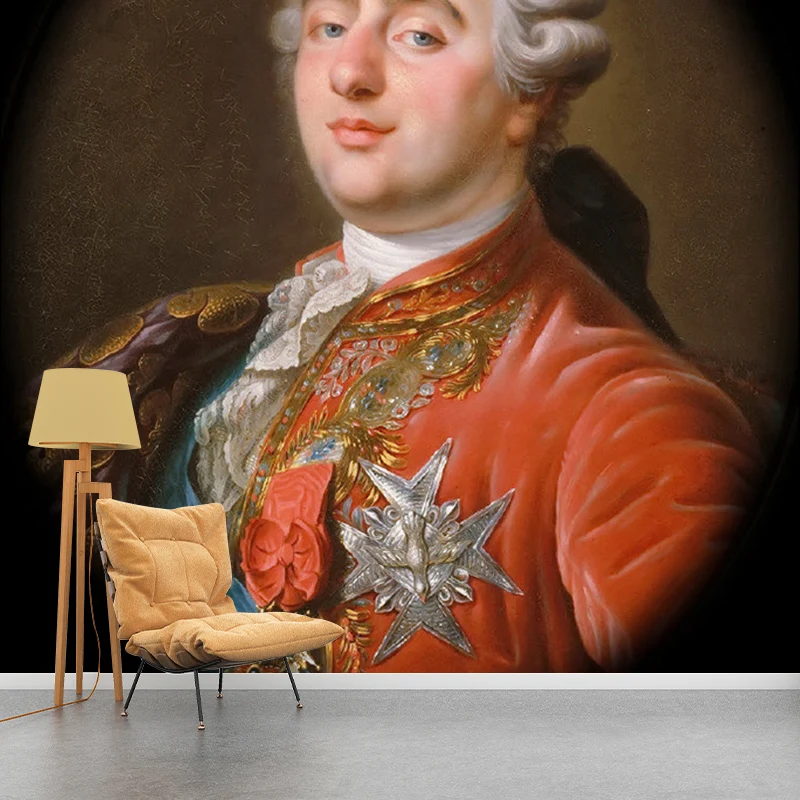 König Ludwig XVI. Porträt-Wandbild, klassische Wanddekoration mit glatter Struktur Rotbraun für Zuhause Clearhalo
