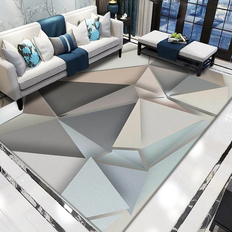 Künstlerischer mehrfarbiger geometrischer Teppich, schlichter Polypropylen-Teppich, schmutzabweisender, haustierfreundlich...