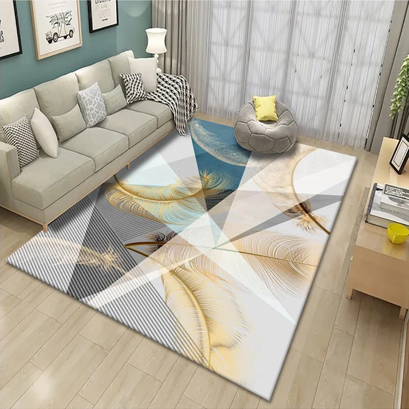 Künstlerischer mehrfarbiger geometrischer Teppich, schlichter Polypropylen-Teppich, schmutzabweisender, haustierfreundlich...