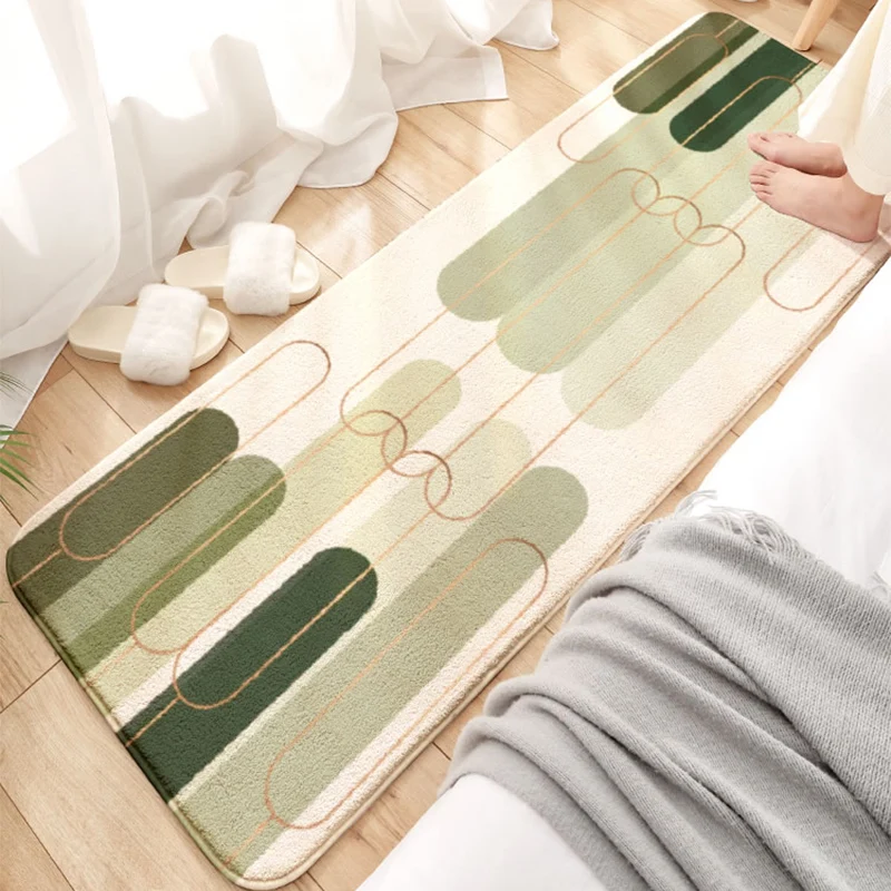 Komfort-Teppich mit geometrischem Muster, mehrfarbiger Acryl-Teppich, rutschfeste Rückseite, waschbarer Teppich für Zuhaus...