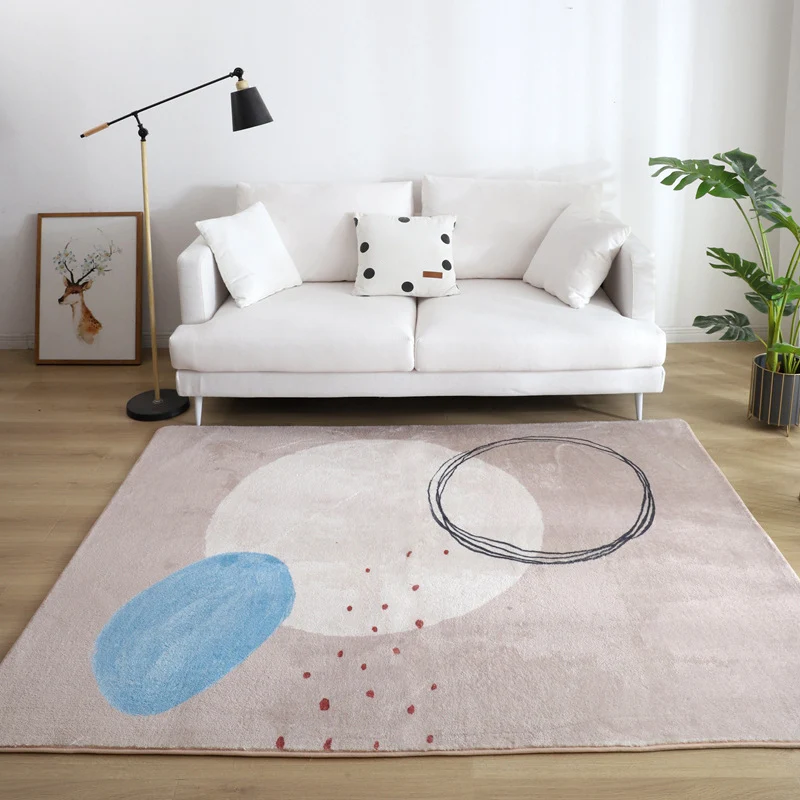 Komfort-Wohnzimmerteppich, mehrfarbiger Teppich mit Cartoon-Druck, rutschfeste Unterseite, haustierfreundlicher Teppich Cl...