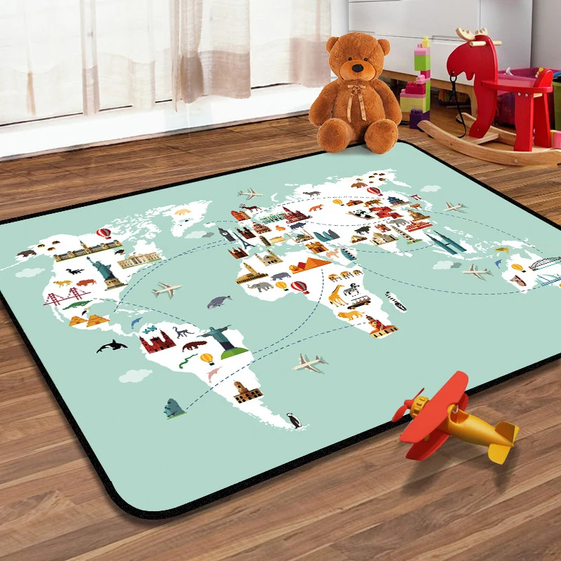 Lernender Kinderteppich, mehrfarbiger Navigationskarten-Teppich, haustierfreundlich, waschbar, rutschfester Teppich für da...