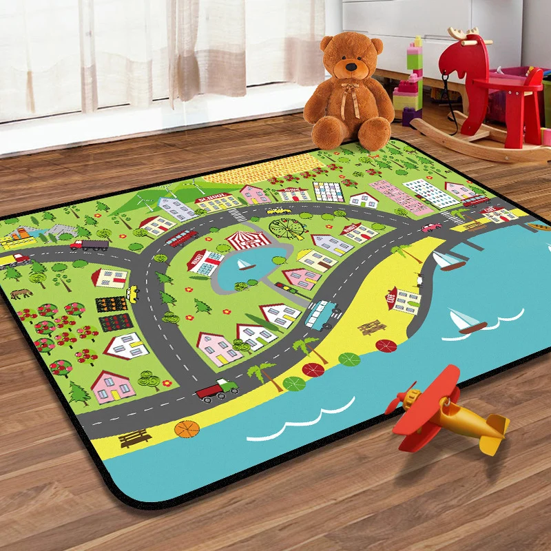 Lernender Kinderteppich, mehrfarbiger Navigationskarten-Teppich, haustierfreundlich, waschbar, rutschfester Teppich für da...