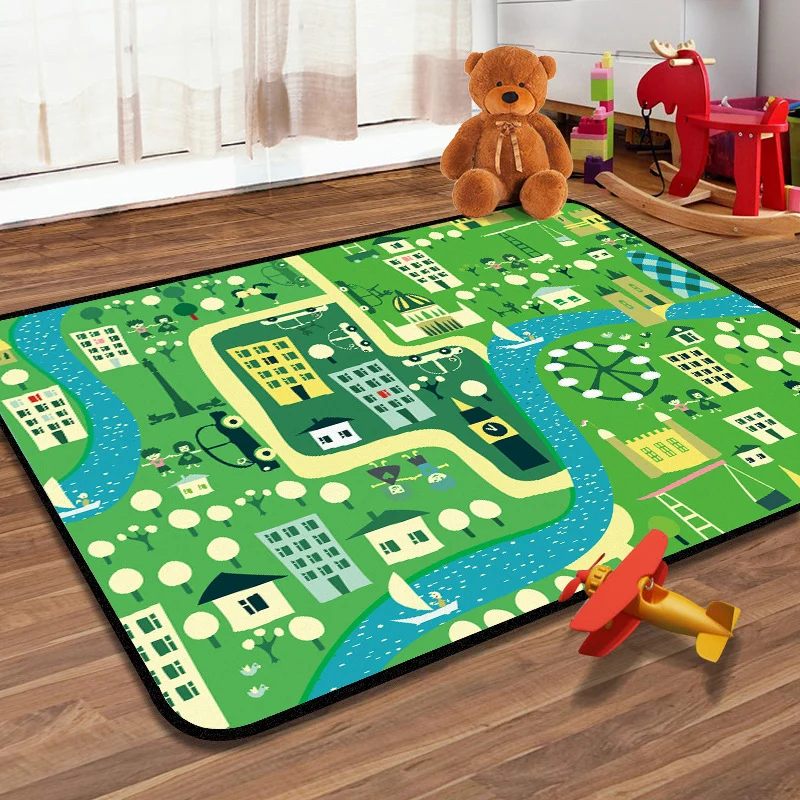 Lernender Kinderteppich, mehrfarbiger Navigationskarten-Teppich, haustierfreundlich, waschbar, rutschfester Teppich für da...