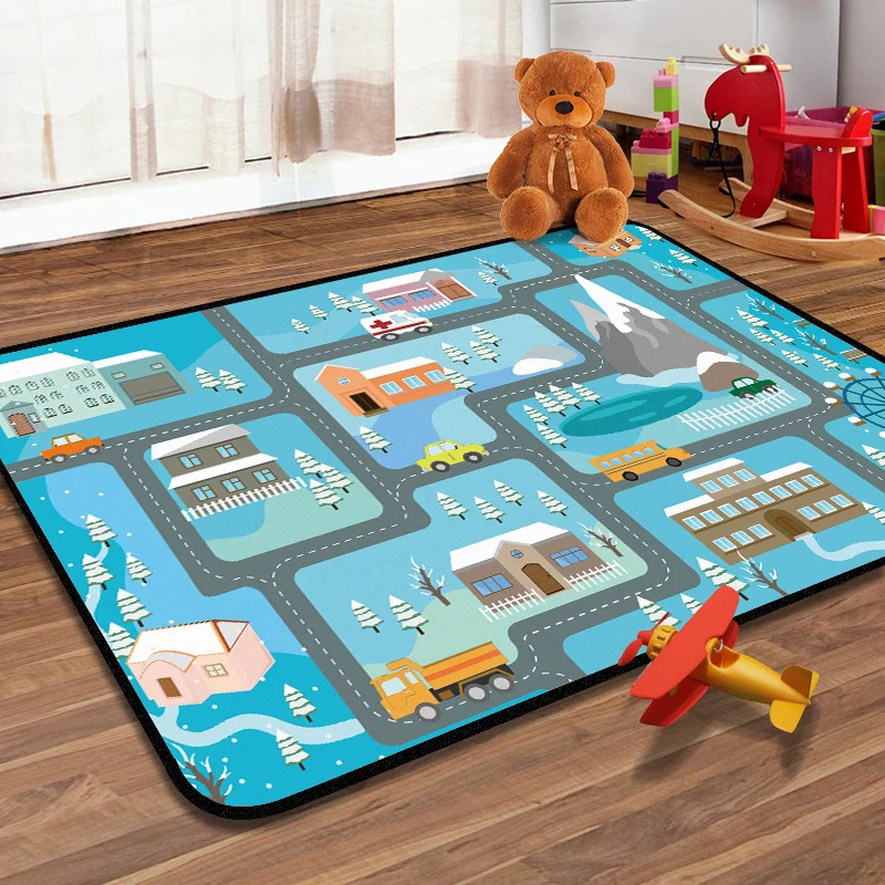 Lernender Kinderteppich, mehrfarbiger Navigationskarten-Teppich, haustierfreundlich, waschbar, rutschfester Teppich für da...