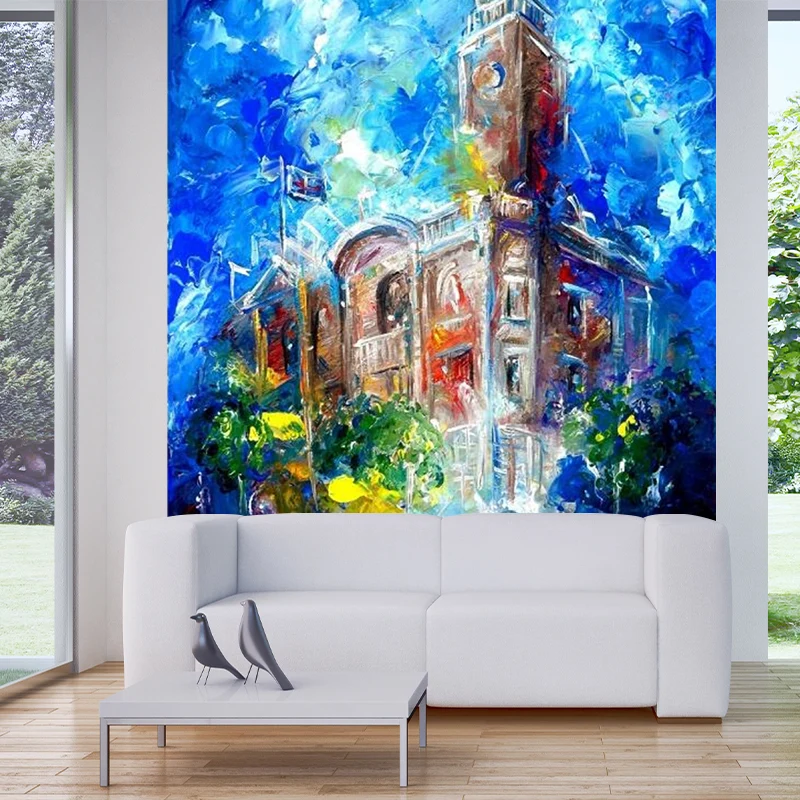 Ölgemälde Manor Murals Blau und Braun Klassische Wandverkleidung für Wohnzimmer Clearhalo