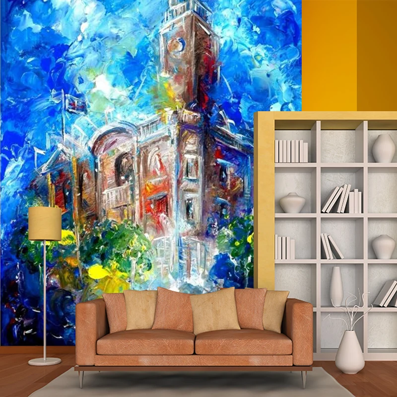 Ölgemälde Manor Murals Blau und Braun Klassische Wandverkleidung für Wohnzimmer Clearhalo