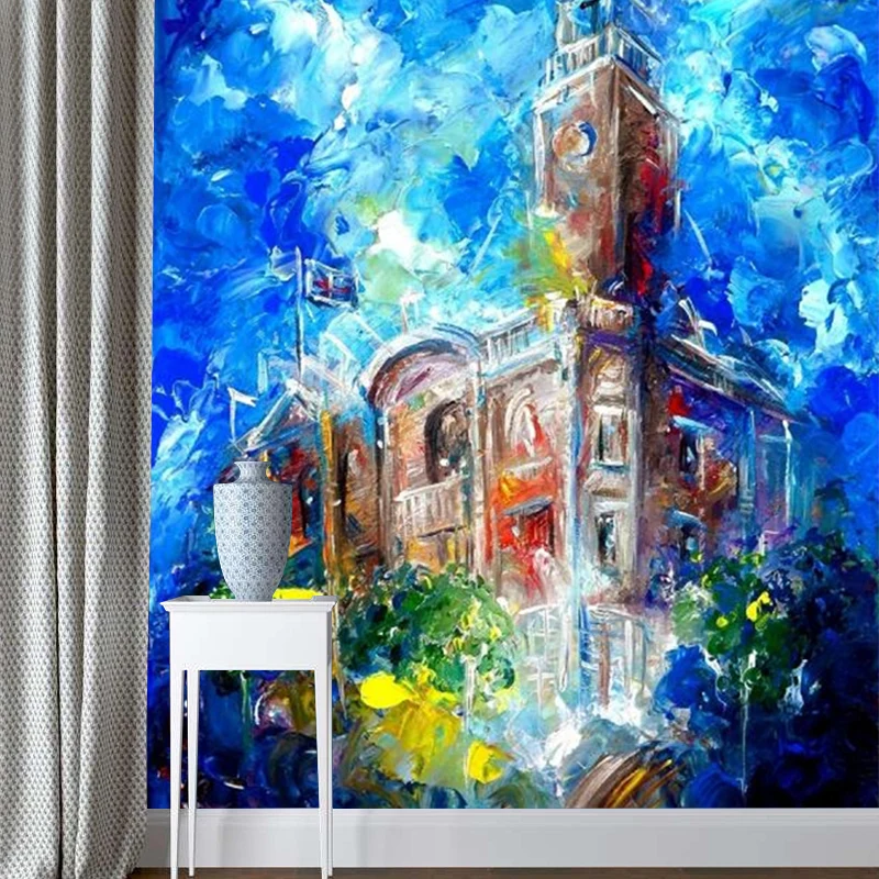 Ölgemälde Manor Murals Blau und Braun Klassische Wandverkleidung für Wohnzimmer Clearhalo