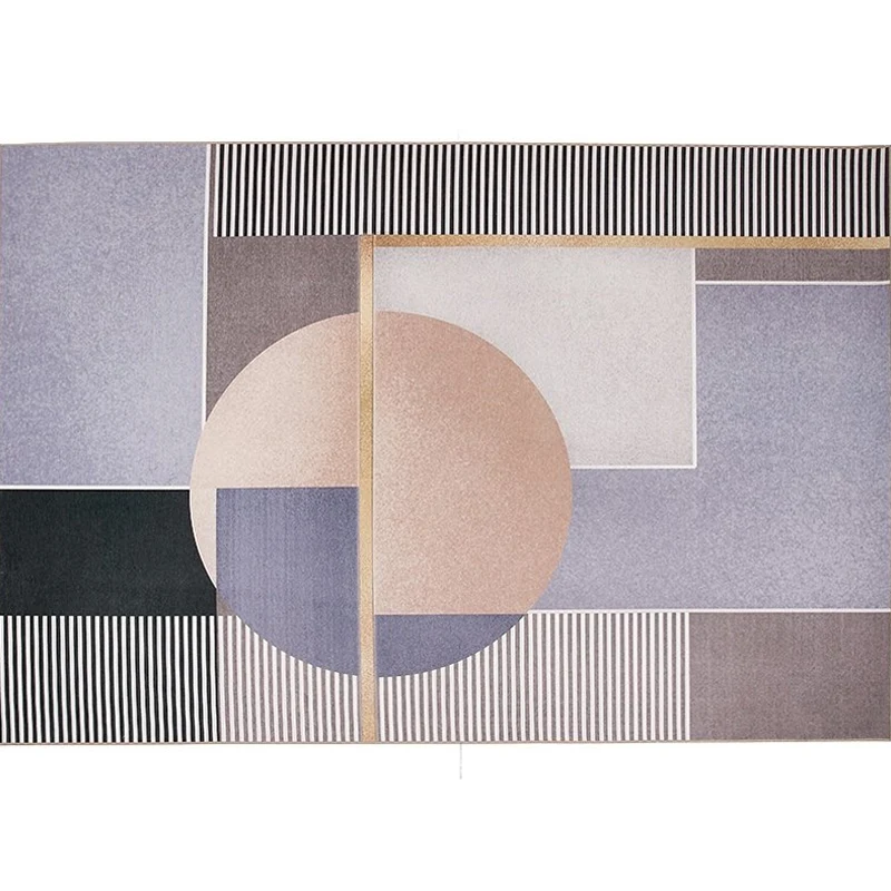 Lila Teppich mit geometrischem Muster und Streifen, moderner Chenille-Teppich, haustierfreundlich, waschbar, rutschfester...