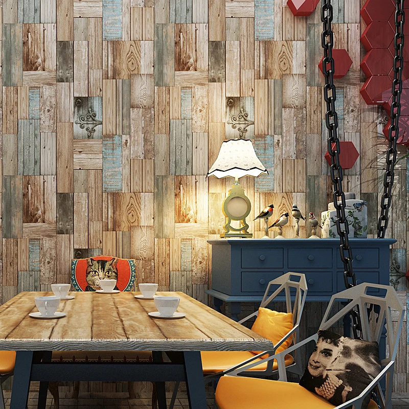 Ländliche Korbgeflecht-Holztapete für das Esszimmer, 50 m² große Wanddekoration sanften Farben Clearhalo