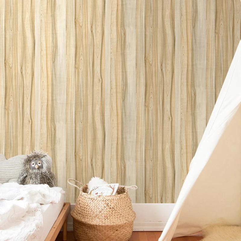 Ländliche Tapete aus Kunstkautschukholz, grau-gelb, abnehmbare selbstklebende Wanddekoration für Zuhause Clearhalo