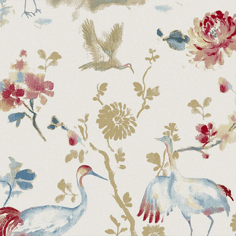 Ländliche Vogel- und Blumentapetenrolle für Zuhause, 33' x 20,5" Wandverkleidung natürlichen Farben Clearhalo