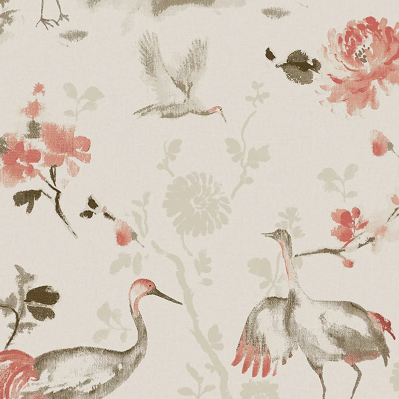 Ländliche Vogel- und Blumentapetenrolle für Zuhause, 33' x 20,5" Wandverkleidung natürlichen Farben Clearhalo