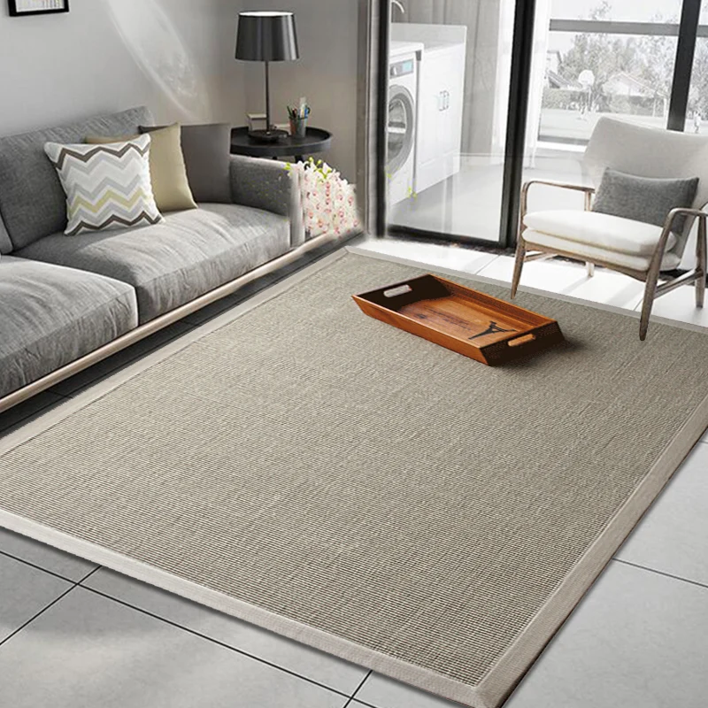 Lässiger, einfarbiger Teppich, beige, ländlicher Teppich, Jute, haustierfreundlich, waschbar, rutschfest, zur Dekoration C...