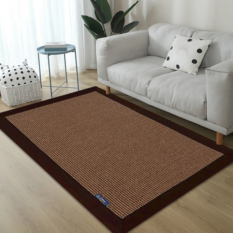 Lässiger, einfarbiger Teppich, brauner ländlicher Teppich, Jute, haustierfreundlich, waschbar, rutschfest, zur Dekoration...