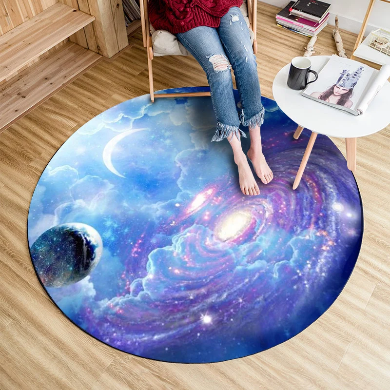 Lässiger lila-blauer kreativer Teppich, Polypropylen, 3D-Universum, Teppich, rutschfeste Rückseite, waschbarer Teppich für...