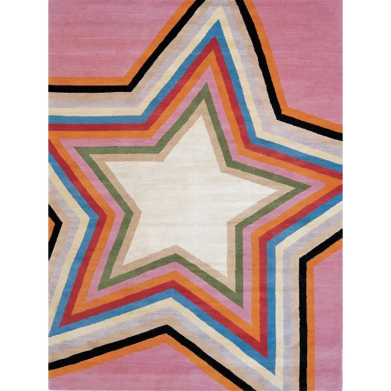 Lässiger, moderner Teppich rosa Geometrie, Sternmuster, Polyester, haustierfreundlicher Teppich für Heimdekoration Clearhalo