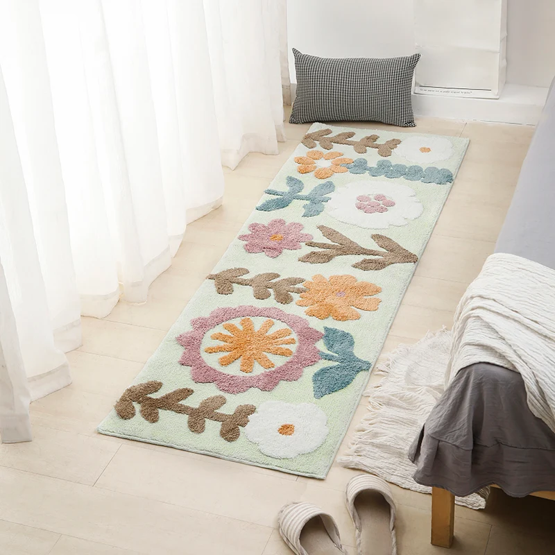 Lässiger Teppich mit Pflanzenmuster, mehrfarbiger Polyster-Teppich, rutschfeste Unterseite, haustierfreundlich, waschbarer...