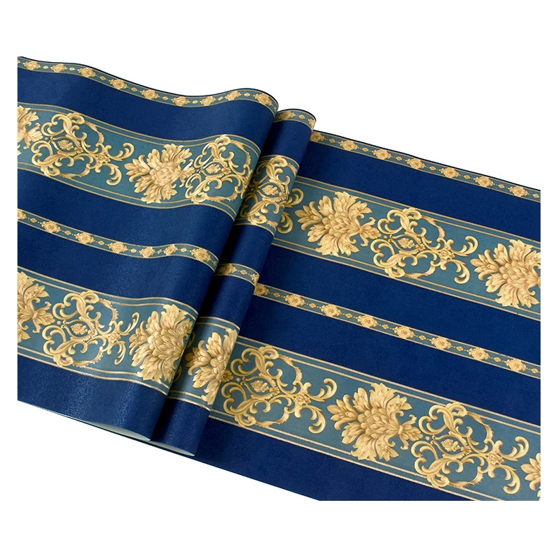 Luxuriöse 3D-Tapete mit Blumenmuster, nordische nostalgische vertikale Streifen, nicht geklebte Wanddekoration, 20,5" B x...