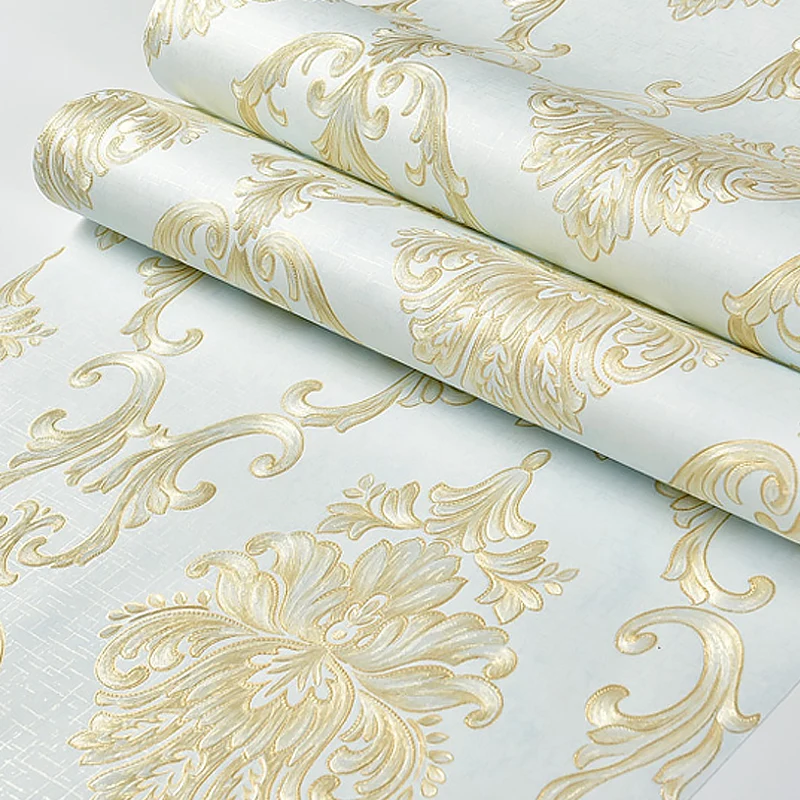 Luxuriöse Blumentapete, helle Jacquard-Wandverkleidung für Wohnzimmer, unbeklebt Clearhalo