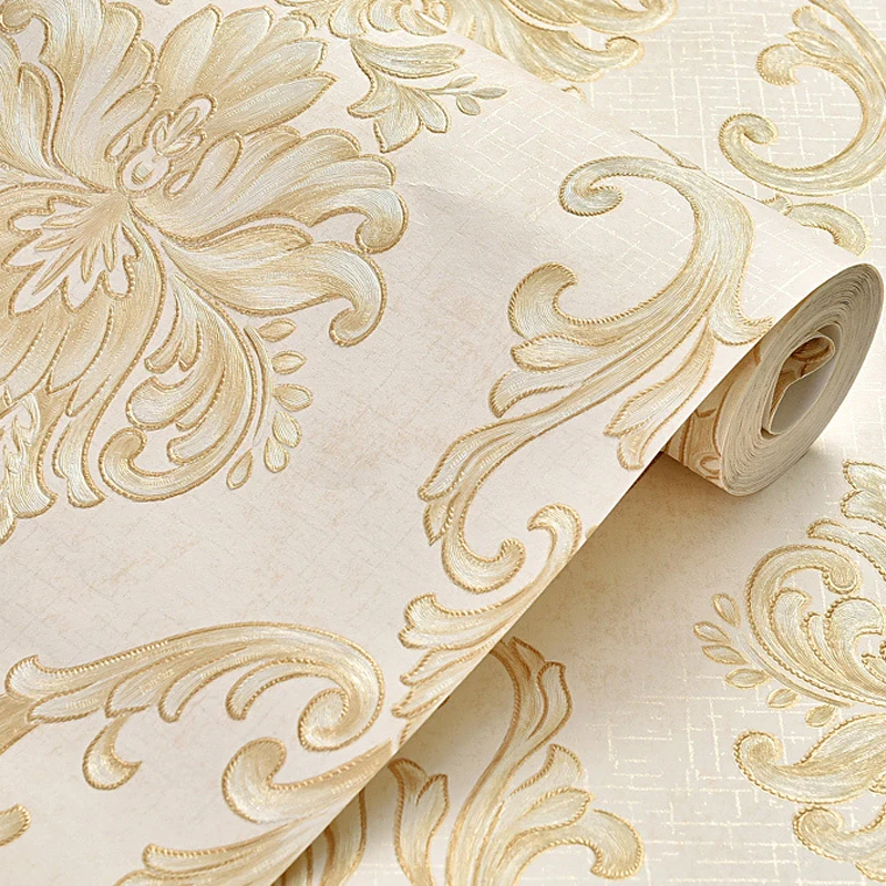 Luxuriöse Blumentapete, helle Jacquard-Wandverkleidung für Wohnzimmer, unbeklebt Clearhalo