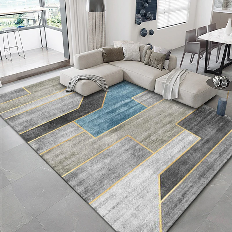 Luxuriöser Teppich mit geometrischem Druck, mehrfarbiger Synthetikteppich, rutschfeste Unterseite, haustierfreundlicher Te...