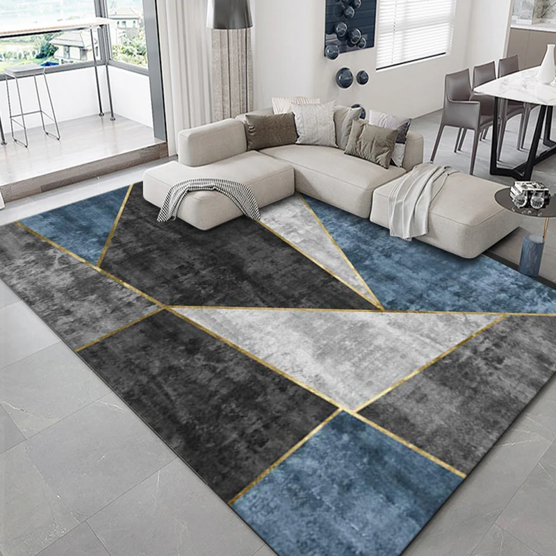 Luxuriöser Teppich mit geometrischem Druck, mehrfarbiger Synthetikteppich, rutschfeste Unterseite, haustierfreundlicher Te...