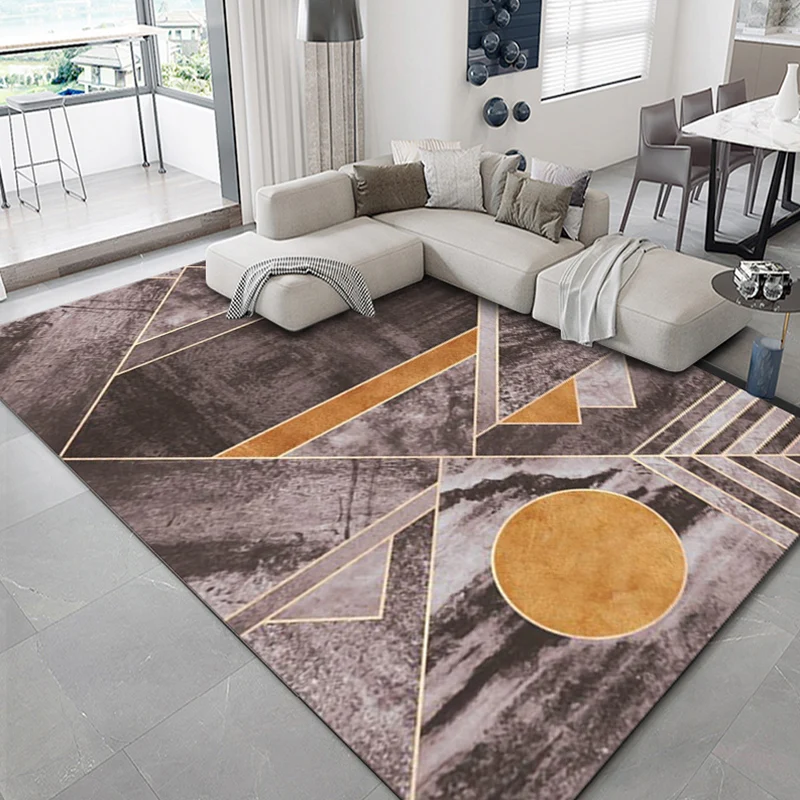 Luxuriöser Teppich mit geometrischem Druck, mehrfarbiger Synthetikteppich, rutschfeste Unterseite, haustierfreundlicher Te...