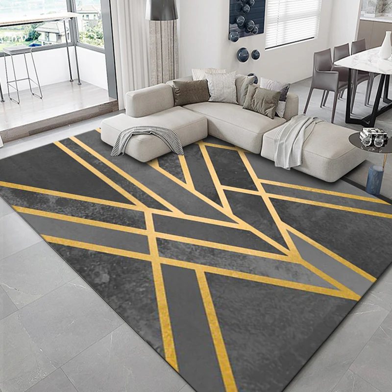 Luxuriöser Teppich mit geometrischem Druck, mehrfarbiger Synthetikteppich, rutschfeste Unterseite, haustierfreundlicher Te...