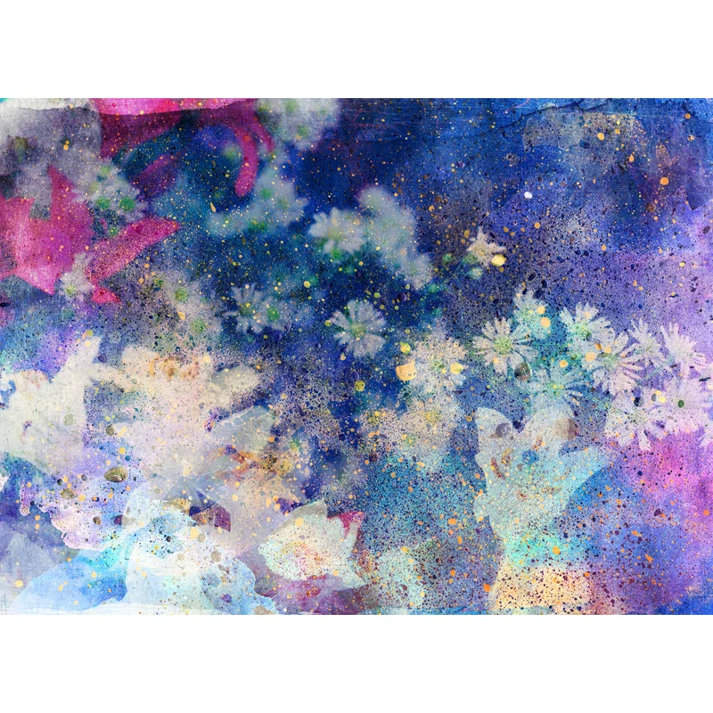 Magisches Gänseblümchen-Wandbild für Mädchenzimmer, Aquarell-Wandkunst Blau, nach Maß gefertigt Clearhalo