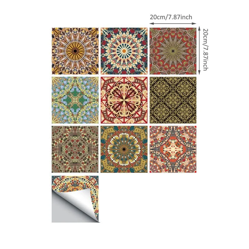 Mandala-Tapeten zum Abziehen und Aufkleben, 2,4 m L x 20,3 cm B, Wandverkleidung im Bohemian-Stil für Zuhause Clearhalo