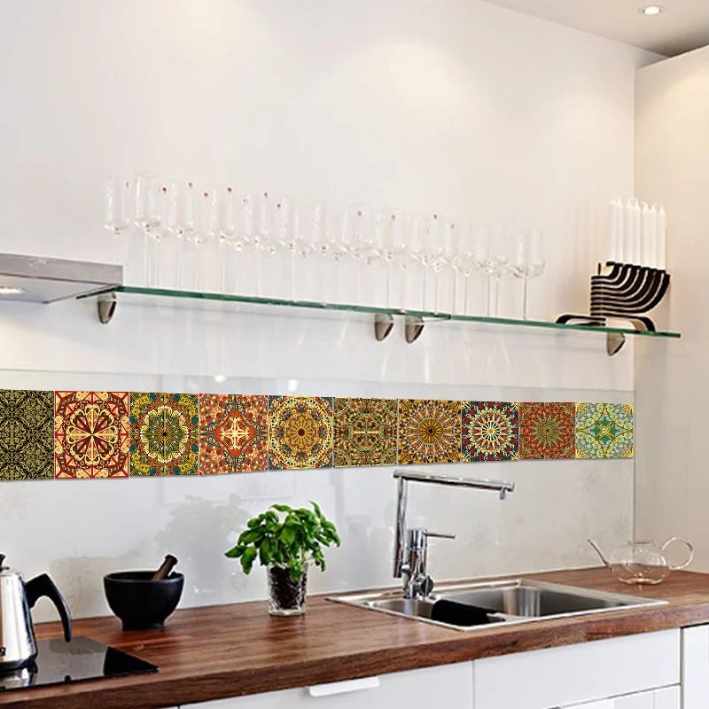 Mandala-Tapeten zum Abziehen und Aufkleben, 2,4 m L x 20,3 cm B, Wandverkleidung im Bohemian-Stil für Zuhause Clearhalo