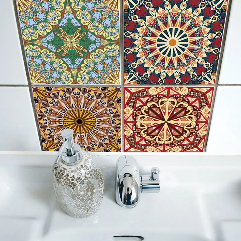 Mandala-Tapeten zum Abziehen und Aufkleben, 2,4 m L x 20,3 cm B, Wandverkleidung im Bohemian-Stil für Zuhause Clearhalo
