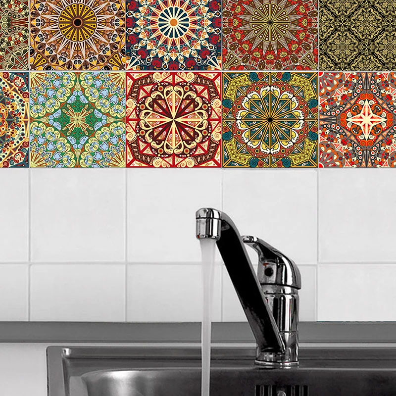 Mandala-Tapeten zum Abziehen und Aufkleben, 2,4 m L x 20,3 cm B, Wandverkleidung im Bohemian-Stil für Zuhause Clearhalo