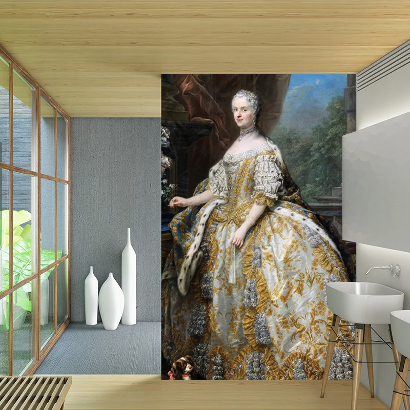 Maria Leschinskaya Murals Tapete Braun Retro-Stil Wanddekoration für Wohnzimmer Clearhalo