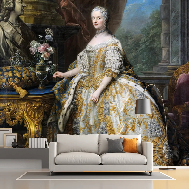 Maria Leschinskaya Murals Tapete Braun Retro-Stil Wanddekoration für Wohnzimmer Clearhalo