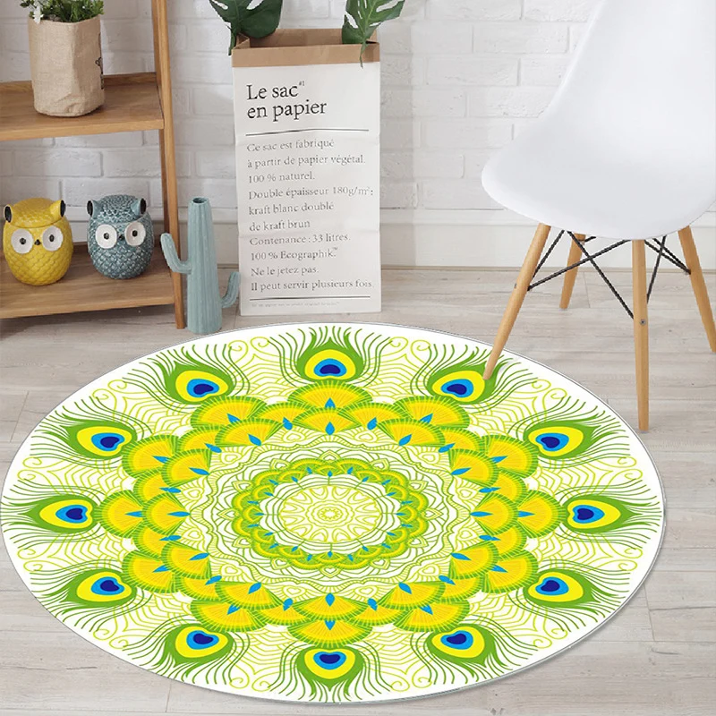 Marokkanischer Art-Deco-Teppich, mehrfarbiger Mandala-Teppich, haustierfreundlich, maschinenwaschbar, rutschfester Teppich...
