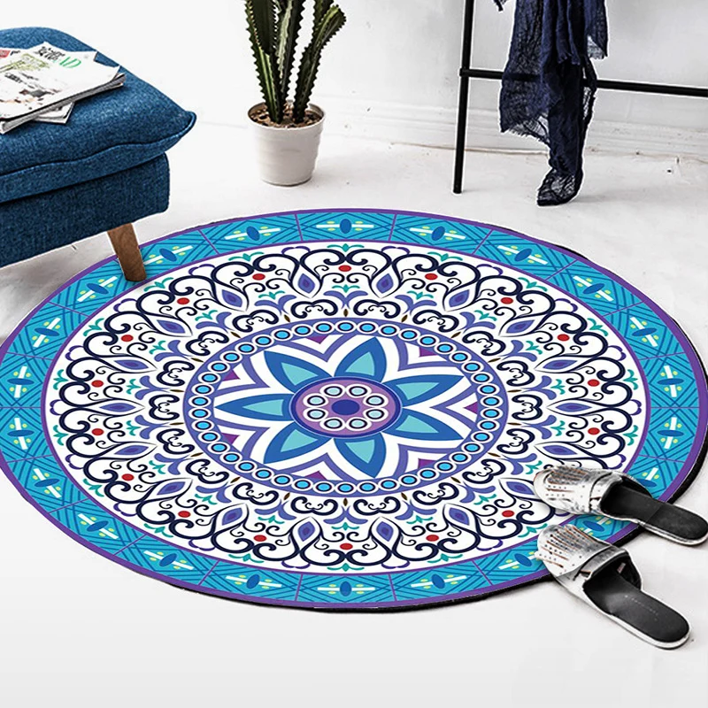 Marokkanischer Art-Deco-Teppich, mehrfarbiger Mandala-Teppich, haustierfreundlich, maschinenwaschbar, rutschfester Teppich...