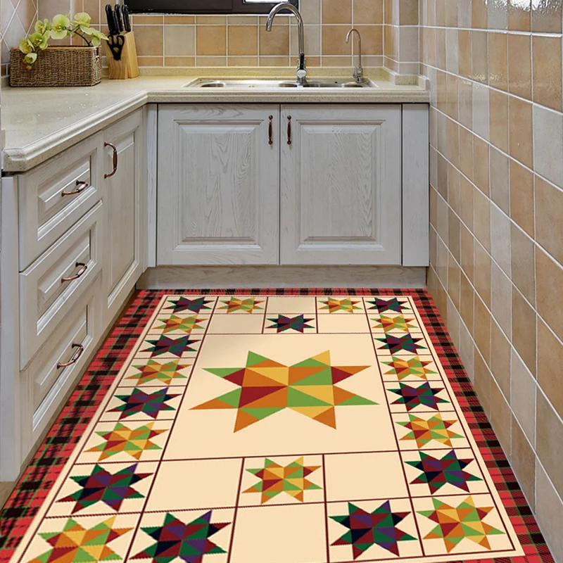 Marokkanischer Wohnzimmerteppich Elfenbein, geometrischer Dreieck-Quadrat-Druck, rutschfester Polyester-Teppich Clearhalo