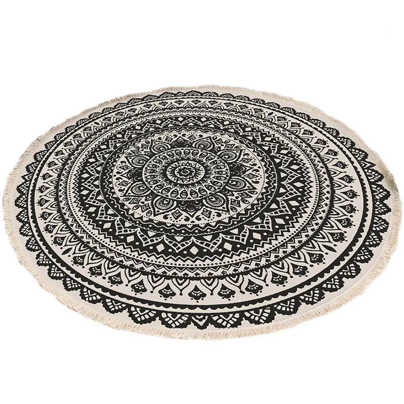 Marokkanischer Wohnzimmerteppich, mehrfarbiger Teppich mit Tribal-Totem-Print, Baumwollmischung, maschinenwaschbarer Teppi...