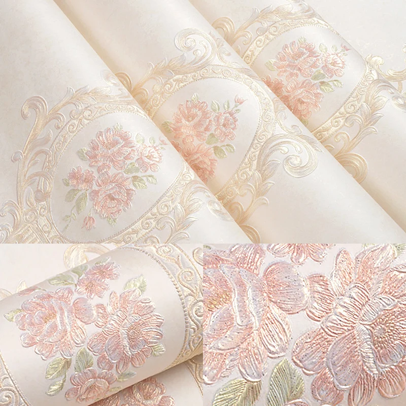 Mädchenhafte, elegante Damasque-Tapete, dekorative, nicht beklebte Wandverkleidung, 20,5" B x 31' L Clearhalo