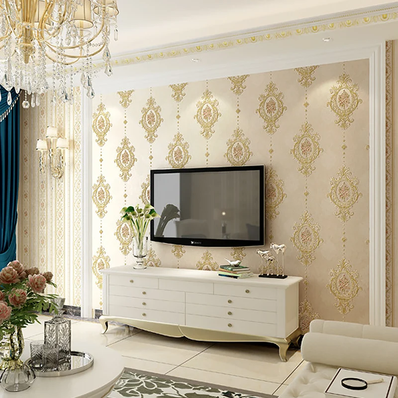 Mädchenhafte, elegante Damasque-Tapete, dekorative, nicht beklebte Wandverkleidung, 20,5" B x 31' L Clearhalo