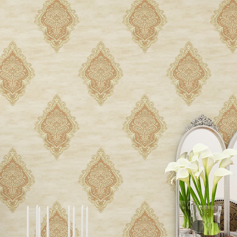Medaillon-Jacquard-Tapetenrolle, nostalgische 3D-geprägte Wanddekoration sanften Farben Clearhalo