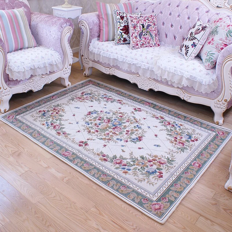 Mehrfarbiger Blumenteppich, Polyster, Vintage-Teppich, rutschfest, haustierfreundlich, pflegeleichter Innenteppich zur Dek...
