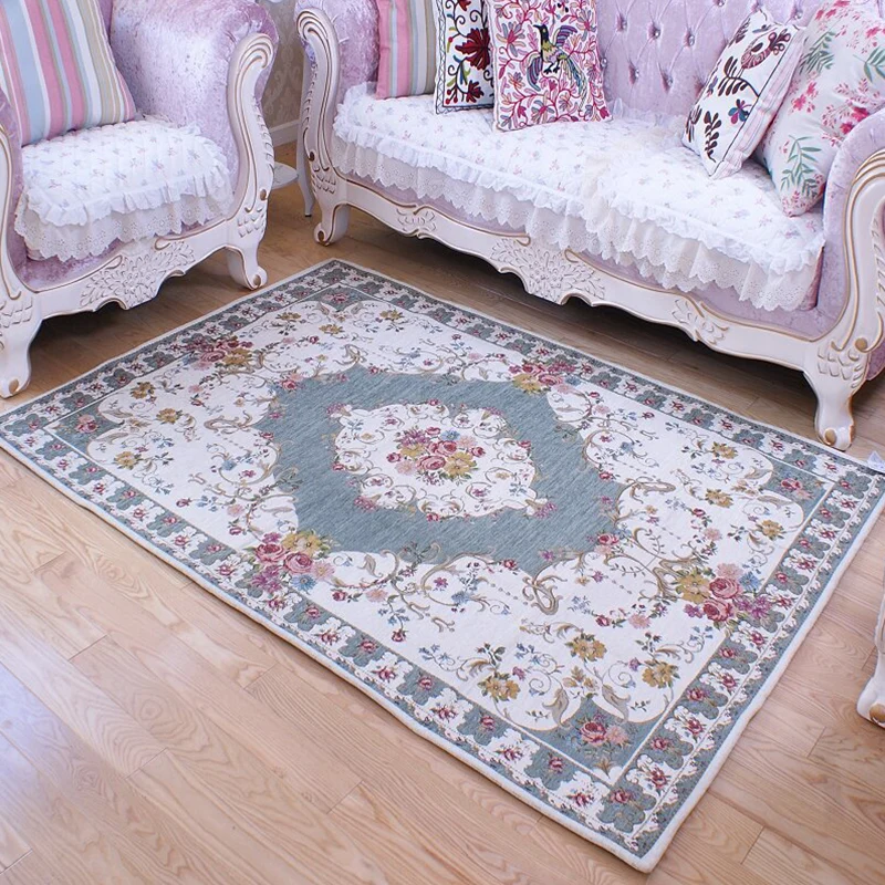 Mehrfarbiger Blumenteppich, Polyster, Vintage-Teppich, rutschfest, haustierfreundlich, pflegeleichter Innenteppich zur Dek...