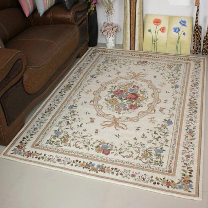 Mehrfarbiger Blumenteppich, Polyster, Vintage-Teppich, rutschfest, haustierfreundlich, pflegeleichter Innenteppich zur Dek...