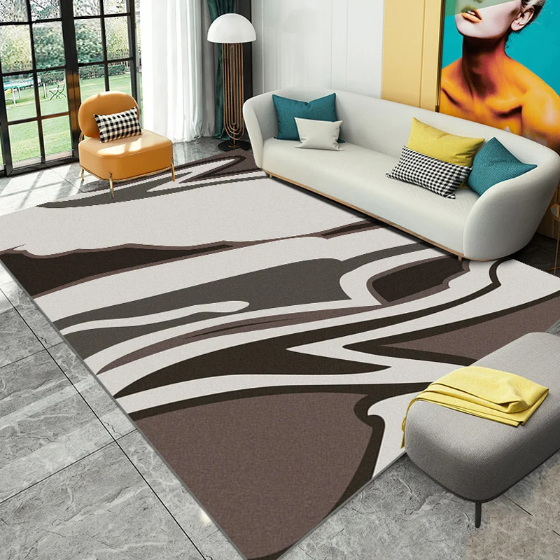 Mehrfarbiger Colorblock-Teppich, moderner Polyester-Teppich, haustierfreundlich, waschbar, rutschfest, für Wohnzimmer Clea...