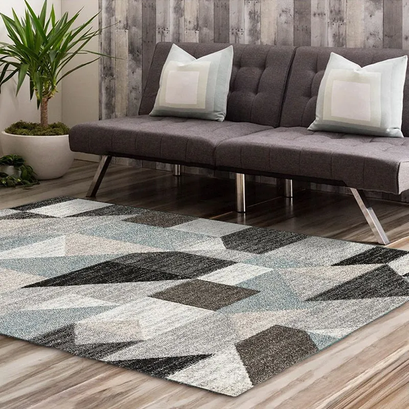 Mehrfarbiger Deko-Teppich, moderner, geometrisch gemusterter Teppich, Polyester, haustierfreundlich, rutschfester Innentep...